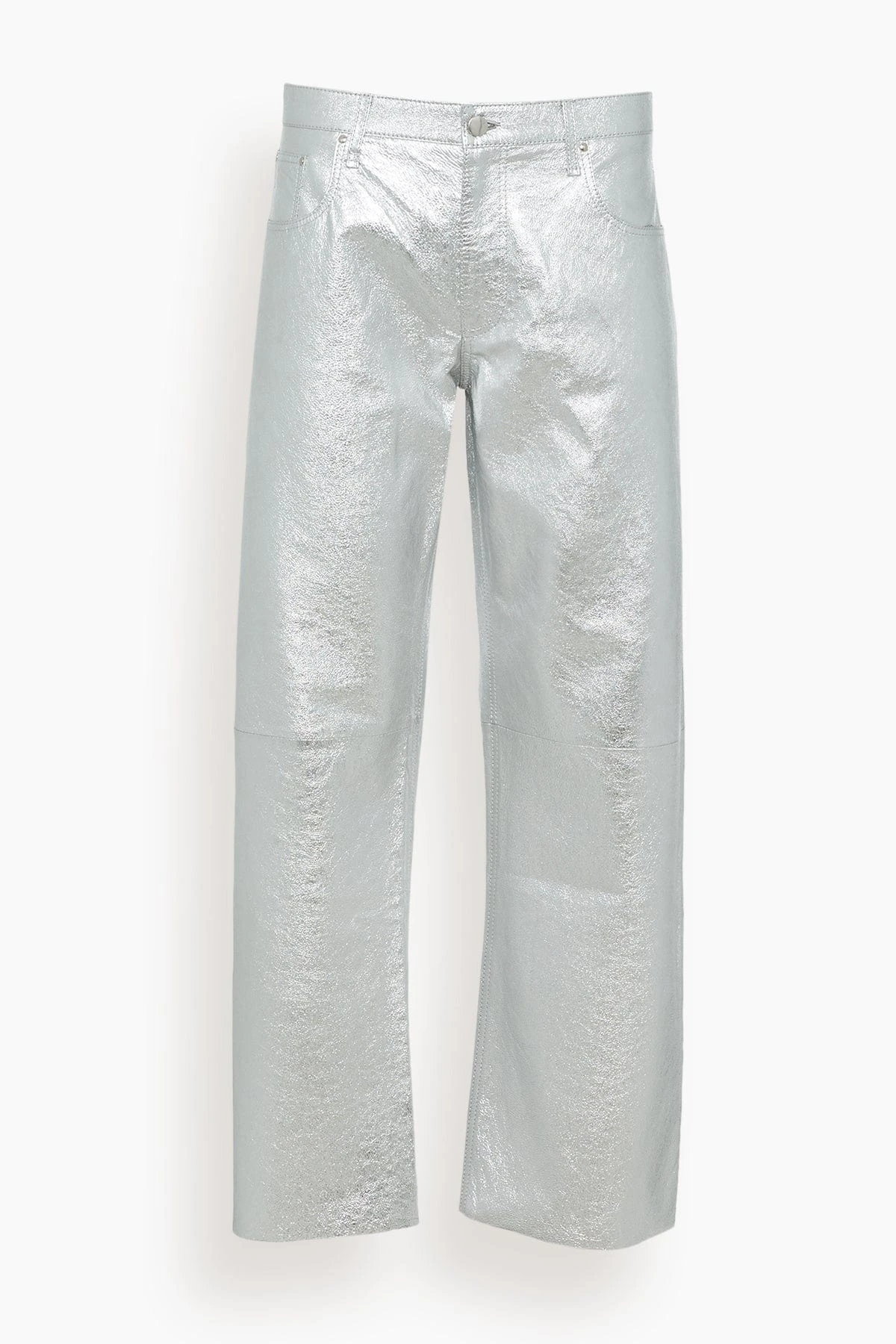 Iconic Metallic Silver Pants In Silver