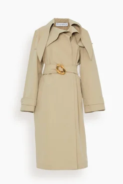 JW Anderson Exaggerated Collar Chain Link Trench In Flax