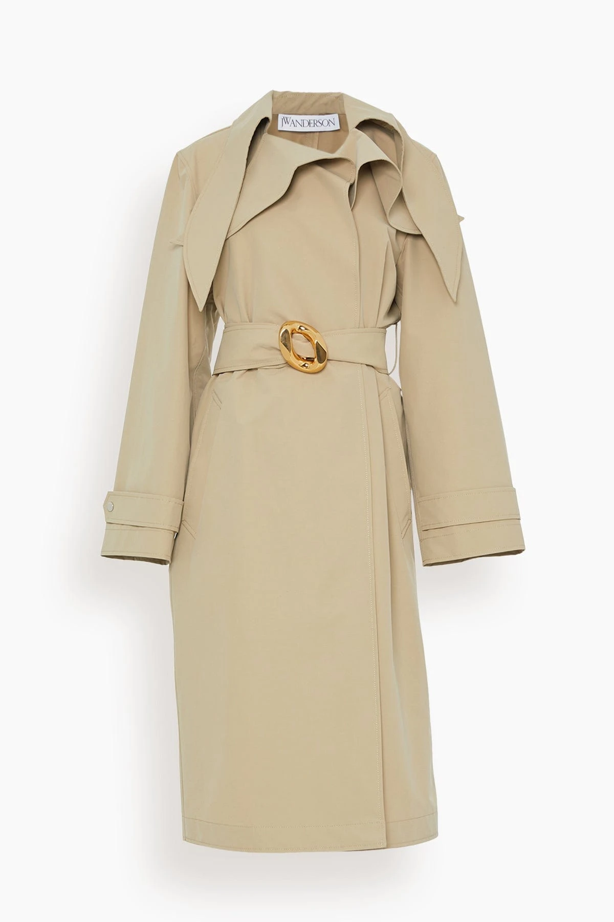 JW Anderson Exaggerated Collar Chain Link Trench In Flax