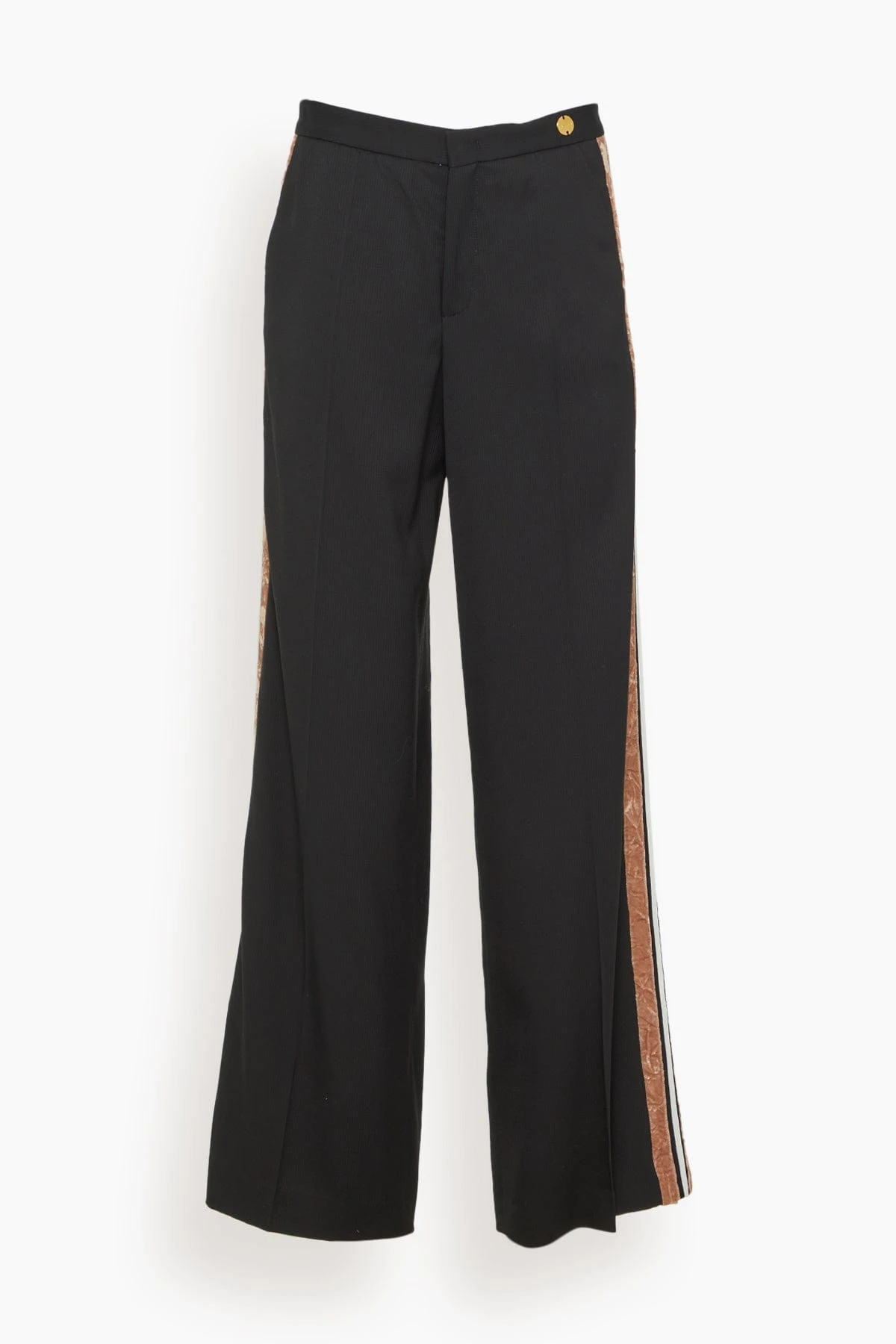 Viva Wide Leg Trouser With Tuxedo Stripe In Black