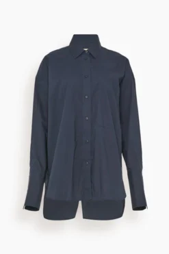 Poplin Long Sleeve Shirt In Navy