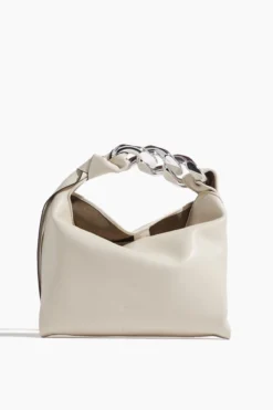 JW Anderson Small Chain Hobo Bag In Off White/Silver Chain