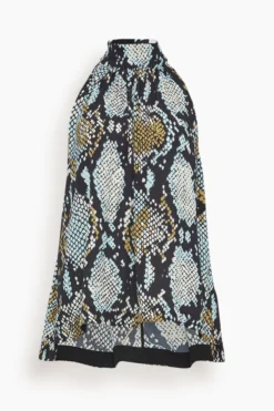 PROENZA SCHOULER Printed Snake Crepe De Chine Top In Black Multi