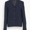 Toteme Petite Crepe Suit Jacket In Navy