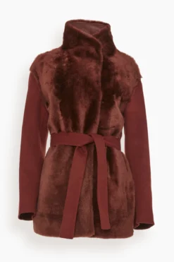 Double Face Cashmere Silky Lamb Jacket In Red Velvet