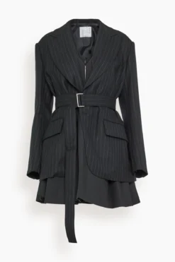Sacai Chalk Stripe X Suiting Bonding Jacket In Black