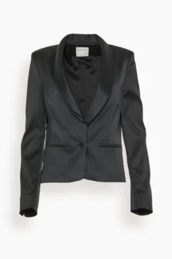 FORTE_FORTE Stretch Duchesse Tuxedo Jacket In Noir