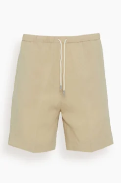 Toteme Press-Creased Drawstring Shorts In Overcast Beige