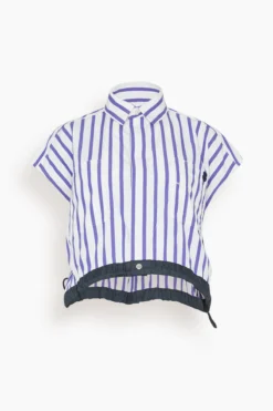 Sacai Thomas Mason / Cotton Poplin Shirt In Purple Stripe