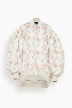 Simone Rocha Oversized Puff Sleeve Bomber Jacket In Wreath/Pearl