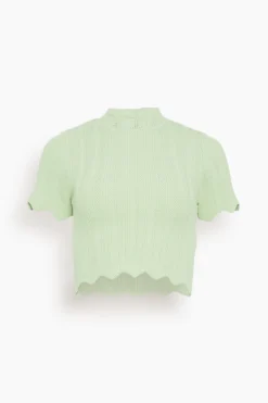 Poppy Scallop Knit Top In Pistachio