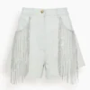 FORTE_FORTE Denim Shorts With Strass Fringes In Bleach