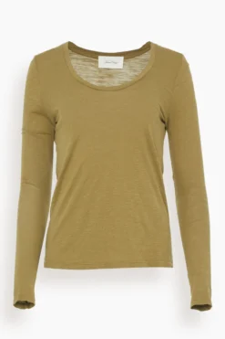 American Vintage Jacksonville Long Sleeve Shirt In Olive Vintage