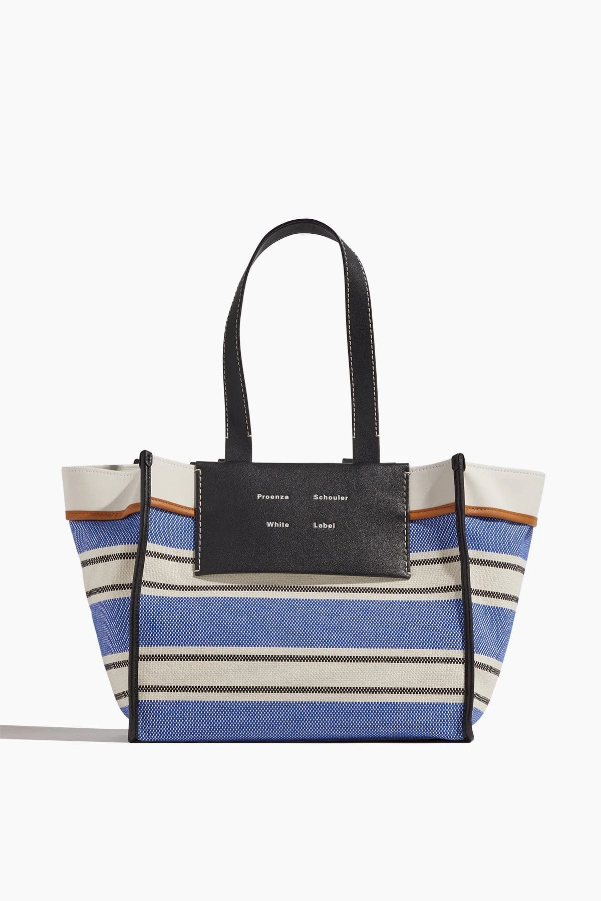 Large Morris Stripe Canvas Tote In Black/White/Cobalt