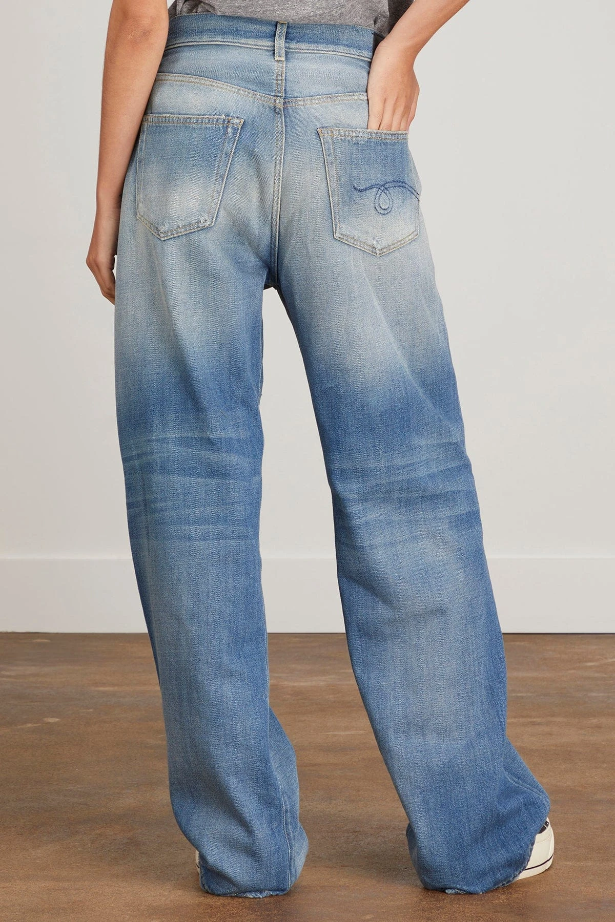 R13 Cross Over Wideleg Jean In Delancey - Image 4