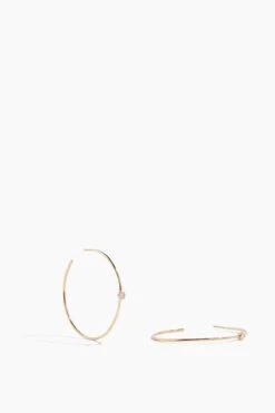 Diamond Bezel Hoops In 14k Yellow Gold