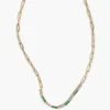 Emerald And Diamond Paper Clip Necklace In 14K Gold