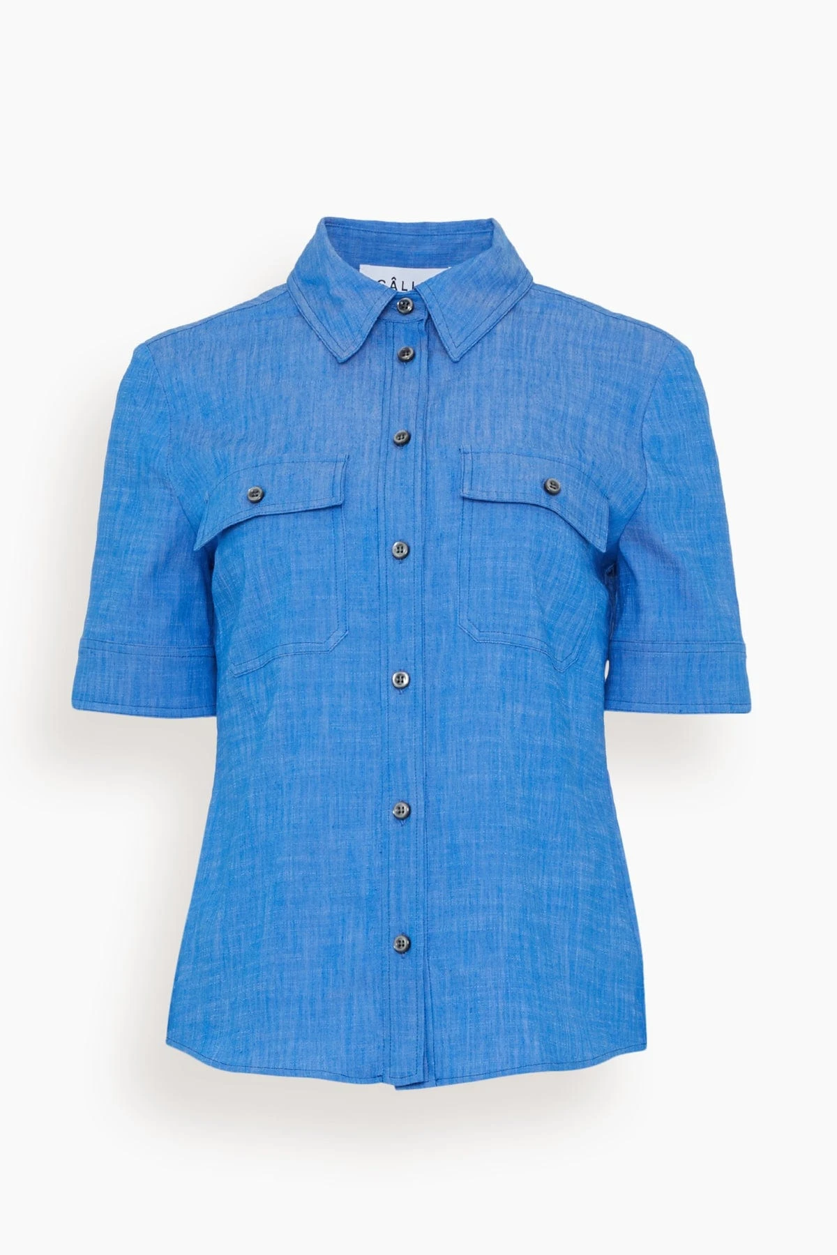 Vesper Stretch Denim Poplin Shirt In Bright Indigo