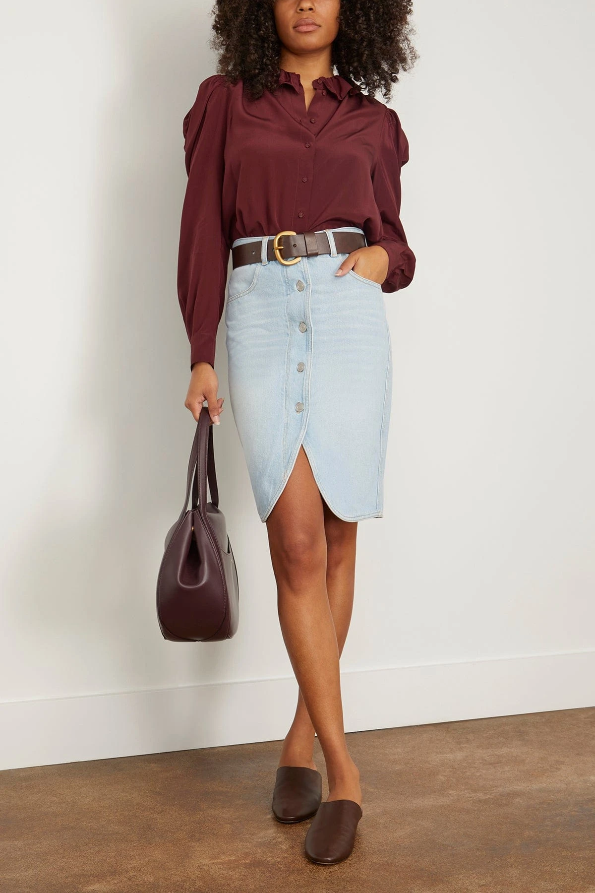 ULLA JOHNSON Dara Blouse In Mahogany - Image 2