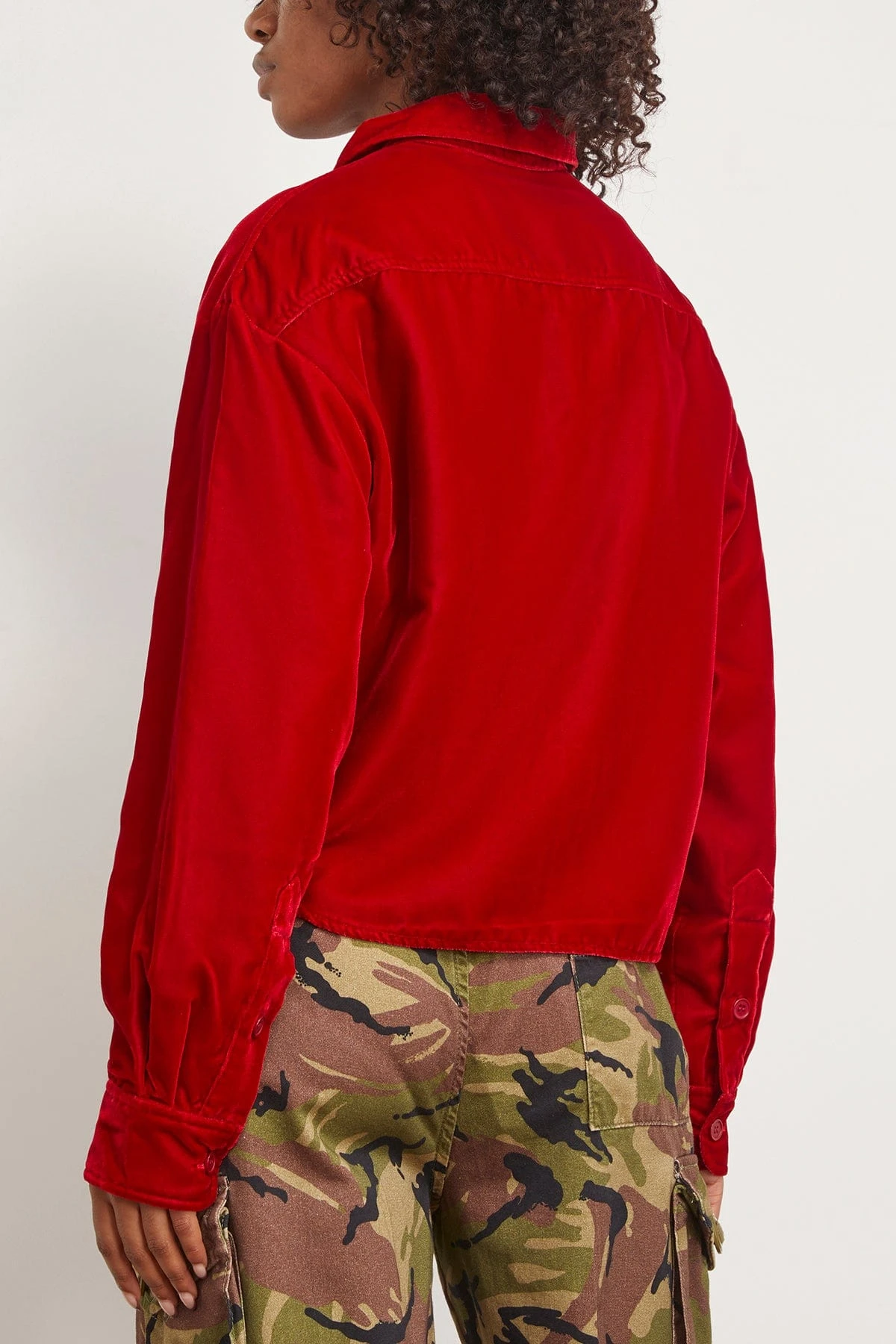 R13 Shrunken CPO Jacket In Red Velvet - Image 4