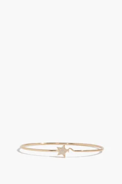 Pave Star Wire Bangle In 14K Gold