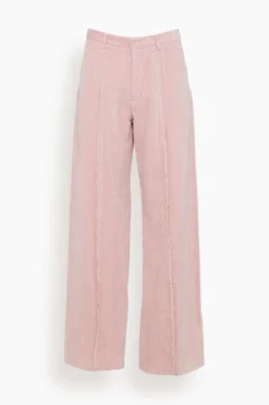 R13 Exposed Seam Trouser In Light Pink Washed Velvet