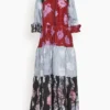 Tade Autumn Dress In Red-Multi