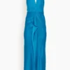 Giana Front Drape Gown In Phthalo Blue