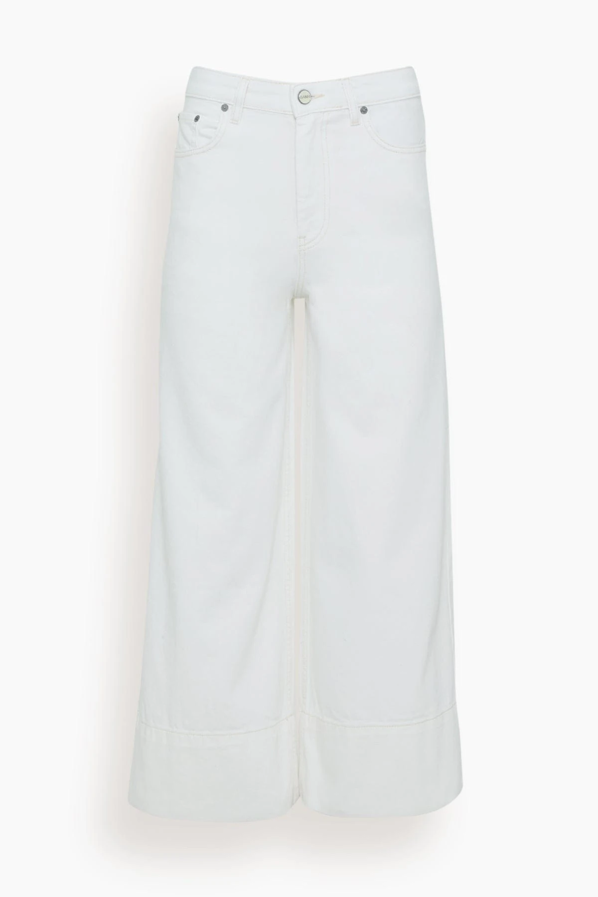 Ganni White Denim Cropped Jean In Bright White
