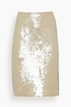 NILI LOTAN Bonne Sequin Skirt In Khaki