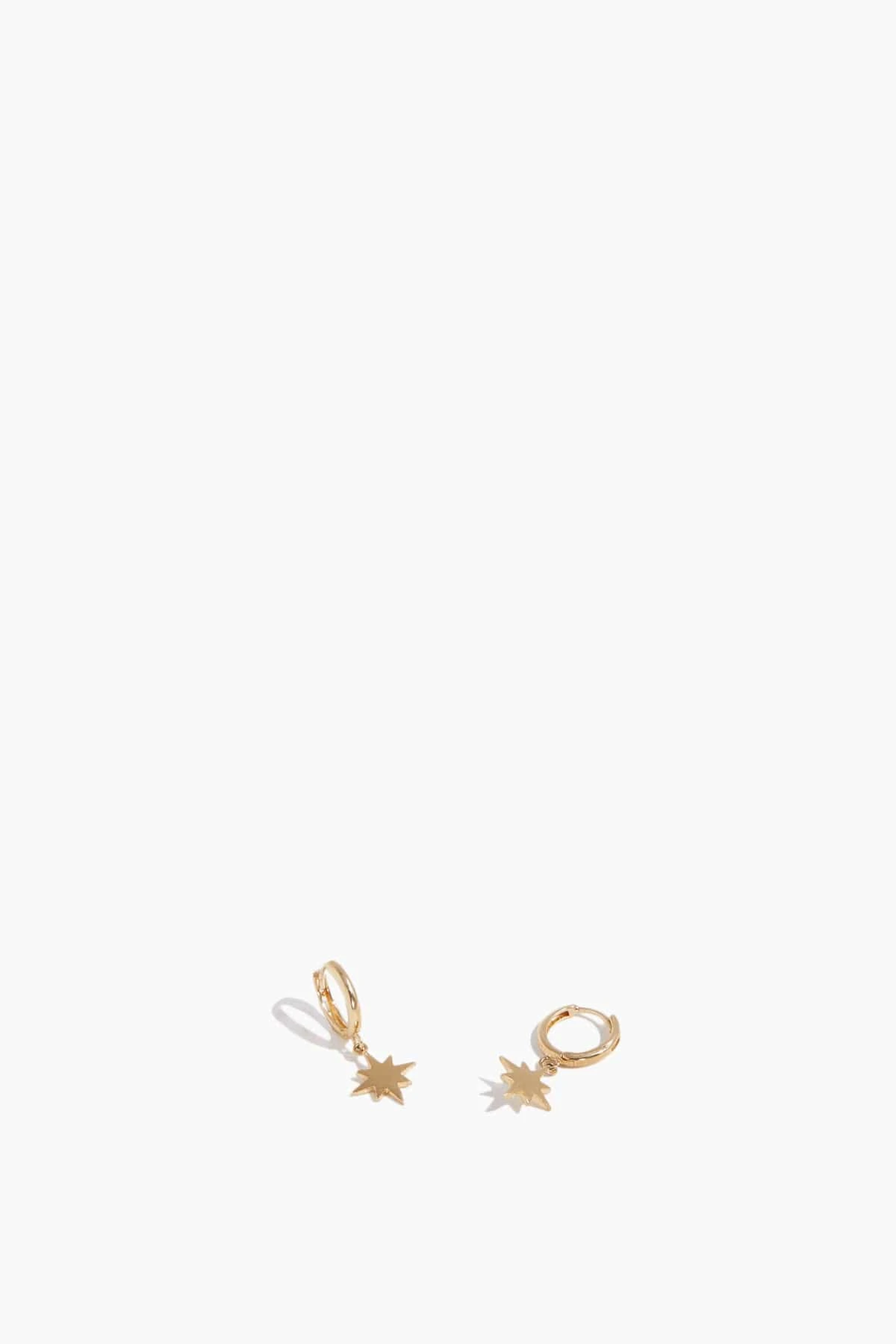 Starburst Drop Huggies In 14k Yellow Gold