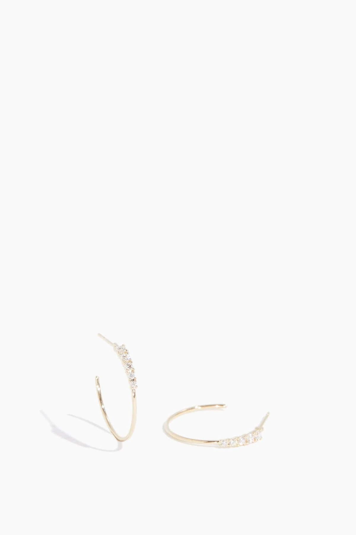 Diamond And Gold Hoop Earring In 14k Yellow Gold
