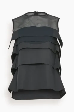 Sacai Chiffon Mix Cotton Poplin Pullover In Black