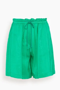 FORTE_FORTE Habotai Silk Drawstring Bermuda Short In Emerald