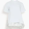 Sacai Cotton Poplin Mix Cotton Jersey T-Shirt In White