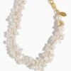 Petal Pearl Collar Necklace In Pearl