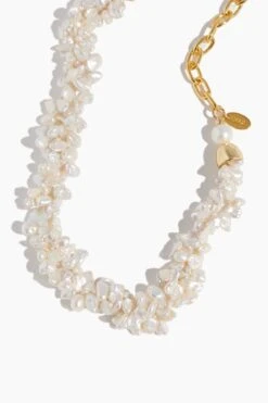Petal Pearl Collar Necklace In Pearl