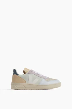 Veja V-10 Suede Sneaker In Jade White Multicolor