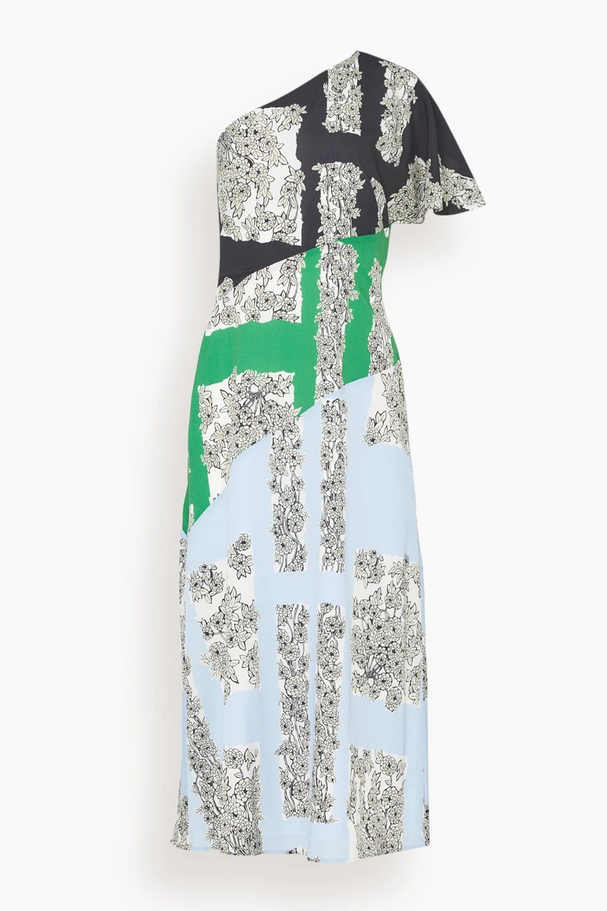 One Shoulder Midi Dress In Multi