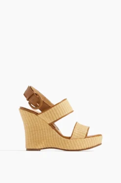 Cleo 70 Stitching Wedge In Camel Raffia