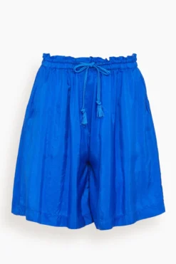 FORTE_FORTE Habotai Silk Drawstring Bermuda Short In Lapis