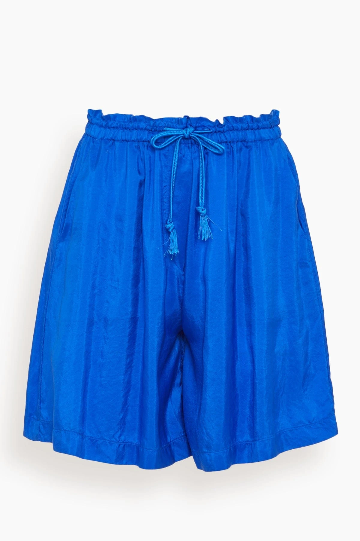 FORTE_FORTE Habotai Silk Drawstring Bermuda Short In Lapis