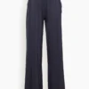 FORTE_FORTE Stretch Heavy Silk Satin High Waist Pant In Notte