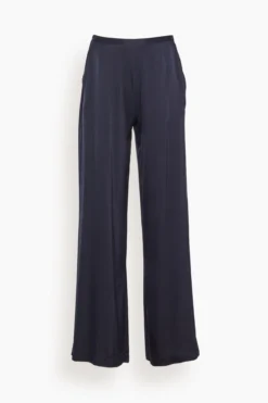 FORTE_FORTE Stretch Heavy Silk Satin High Waist Pant In Notte