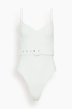 Noa Belted Bustier One Piece Swimsuit In White