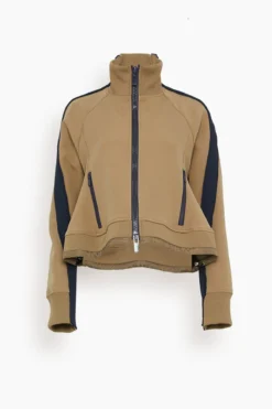Sacai Technical Jersey Blouson In Beige