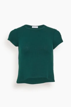 Yael Fitted Rib T-Shirt In Deep Forest