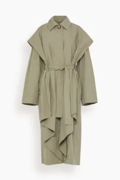 Toteme Layered Cotton Cupro Trench In Wet Sand