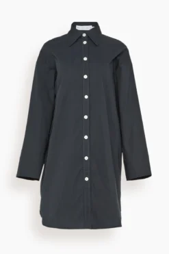 Soft Poplin Button Down Dress In Black