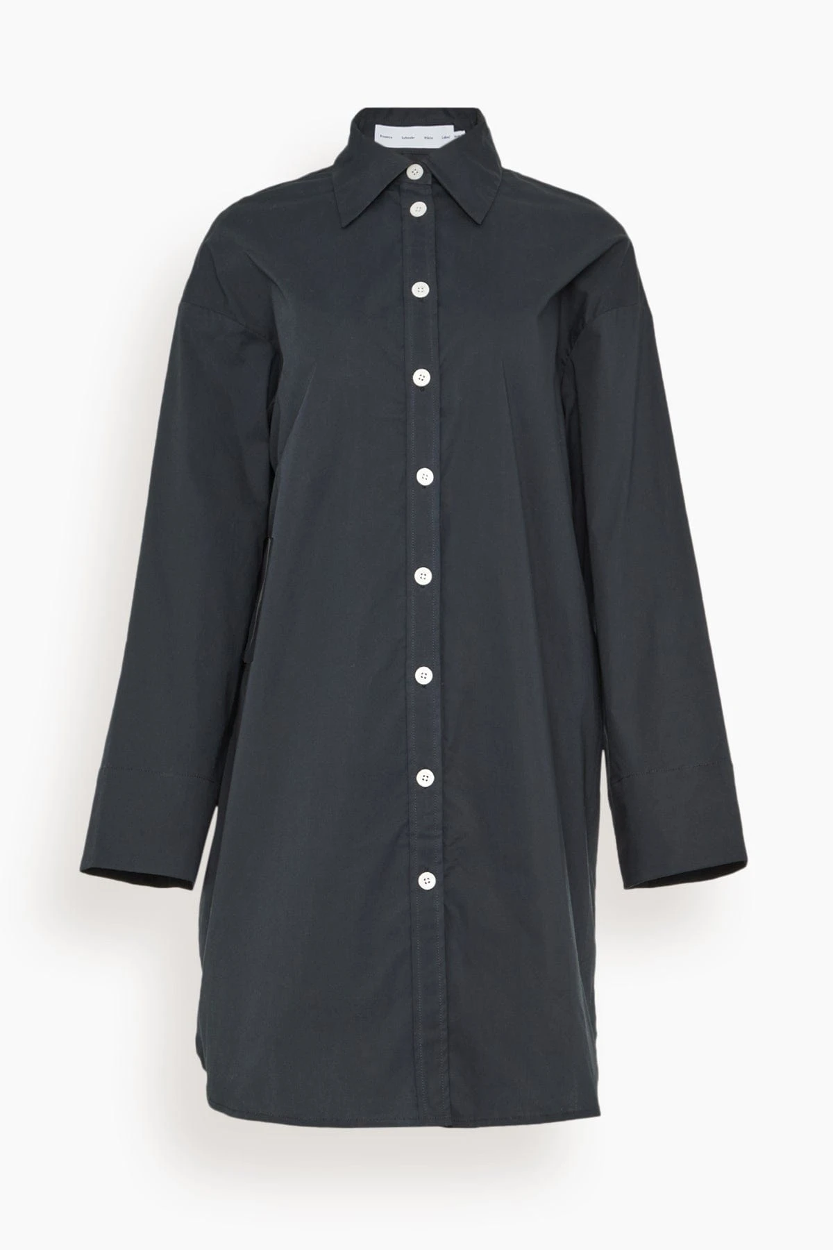 Soft Poplin Button Down Dress In Black